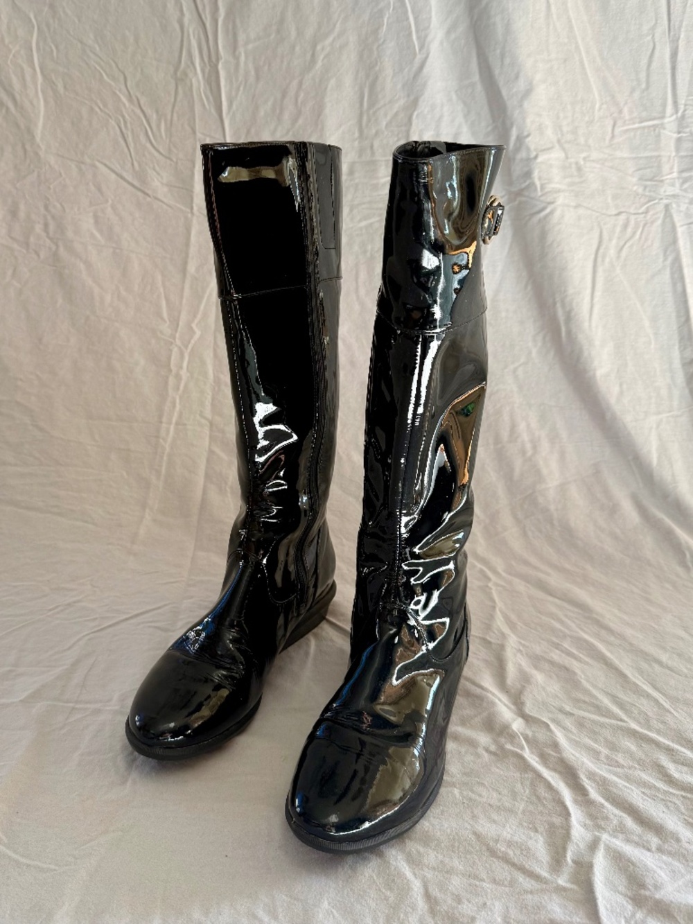 Cole Haan Air Melanie Black Patent Rain Boots Waterproof Size 7